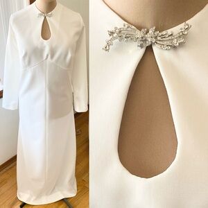 Mod 60s-Inspired Minimalist Wedding Dress 2X/Plus/Tall Long Sleeve Vintage Knit